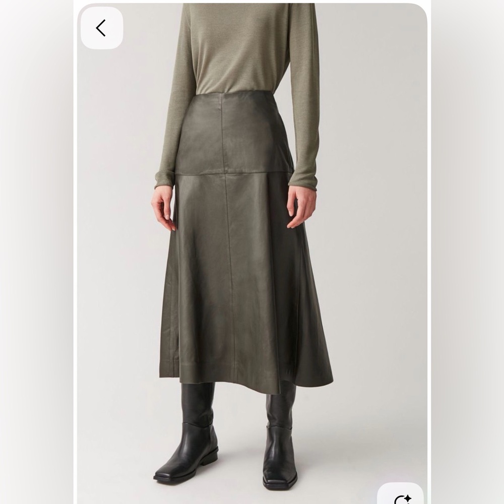 COS Dark green A-Line Leather Skirt